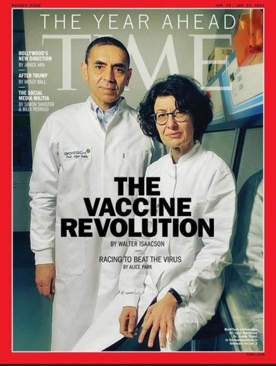 Prof. Dr. Uğur Şahin ve Dr. Özlem Türeci dünyaca ünlü TIME dergisine de kapak oldu!